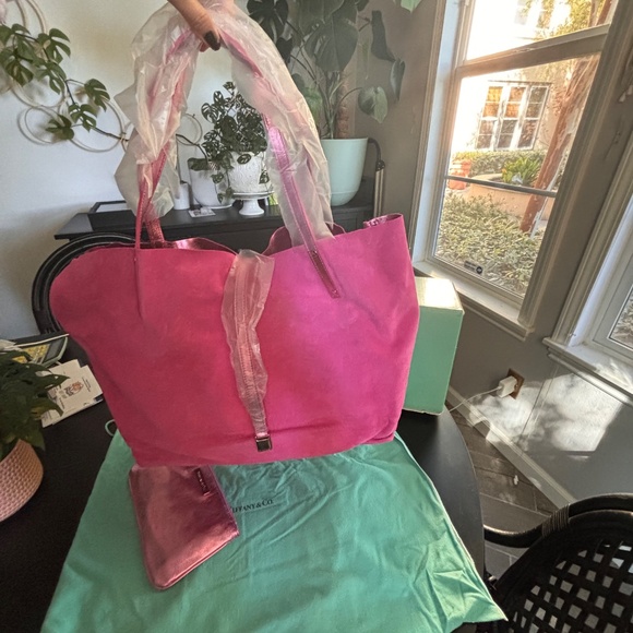 NEW Tiffany & Co Pink Leather/Suede 2 Way Reversible Tote Bag - Picture 6 of 10